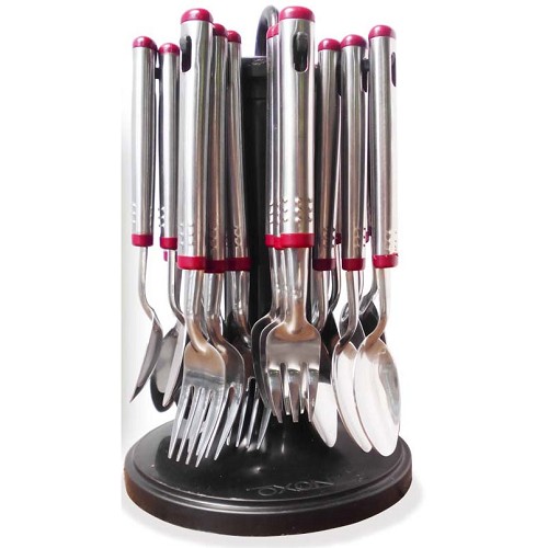 OXONE Cutlery Set with Hanger and Cover 24pcs OX-9000 - Red